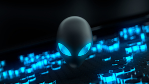 Alienware, Blue, Glowing eyes, AMOLED, Stock, 4K wallpaper