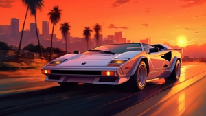 Lamborghini, Retro, Cars, Artist, Artwork, Digital Art, 4K wallpaper