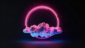 Clouds, Neon, Artist, Artwork, Digital Art, Dark, Black, 4K wallpaper