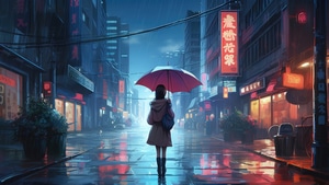 Anime Girl, Anime, Rain, Umbrella, Ai, Artist, Artwork, Digital Art, 4K wallpaper