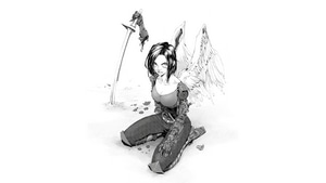Alita Battle Angel, Anime Girl, Anime, White, Minimalism, Minimalist, Artist, Artwork, Digital Art, Artstation, 4K wallpaper