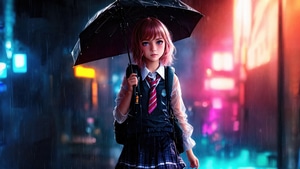 Little Girl, Umbrella, Rain, Artist, Artwork, Digital Art, Deviantart, 4K wallpaper