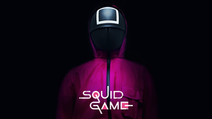 Squid Game, Black background, Netflix series, 4K wallpaper