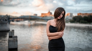 Black Dress, Girls, Model, 4K wallpaper