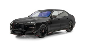 BMW 7 Series, Mansory, Black cars, White background, 4K wallpaper