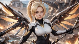 Mercy, AI art, Overwatch 2, 4K wallpaper