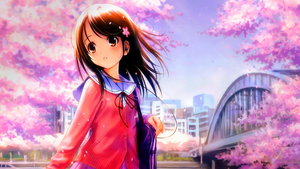 Pretty, Anime girl, Cherry blossom, Sakura, Spring, 4K wallpaper