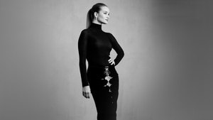 Rosie Huntington Whiteley, Celebrities, Girls, Model, Monochrome, Black And White, Black Dress, 4K wallpaper