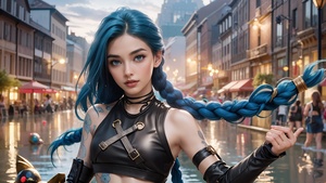 Jinx, AI art, League of Legends, 4K wallpaper