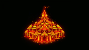 Ayodhya Ram Mandir, Temple, Glowing, Hinduism, Hindu God, Black background, AMOLED, Jai Shri Ram, Digital Art, 4K wallpaper