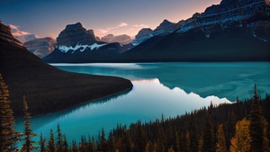 Mountain, Lake, Forest, Artist, Artwork, Digital Art, 4K wallpaper