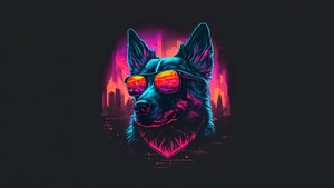 Dog, Retrowave, Artist, Artwork, Digital Art, Deviantart, 4K wallpaper