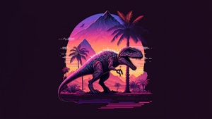 Trex, Dark, Retrowave, Minimalism, Minimalist, Artist, Artwork, Digital Art, Deviantart, 4K wallpaper