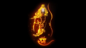 Jai Shri Ram, Hindu God, Lord Rama, Glowing, Hinduism, Black background, AMOLED, Digital Art, Indian festival, 4K wallpaper