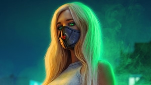 Mask, Neon, Artist, Artwork, Digital Art, 4K wallpaper