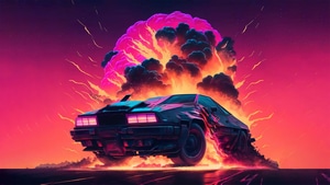 Delorean, Retrowave, Artist, Artwork, Digital Art, 4K wallpaper