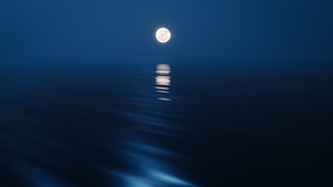 Moon, Ocean, Night, Nature, 4K wallpaper