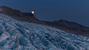Moon, Glacier, Mountains, Nature, 4K wallpaper