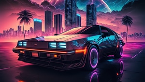 Delorean, Neon, Artist, Artwork, Digital Art, Deviantart, 4K wallpaper