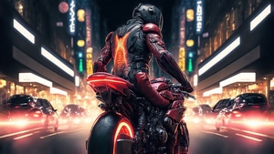 Cyberpunk, Biker, Artist, Artwork, Digital Art, 4K wallpaper
