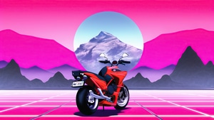 Biker, Retrowave, Synthwave, Artist, Artwork, Digital Art, 4K wallpaper