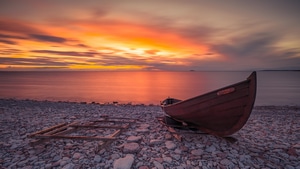 Lake, Boat, Ocean, Nature, 4K wallpaper
