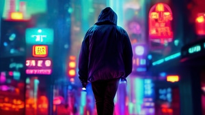 Hoodie, Neon, Artist, Artwork, Digital Art, 4K wallpaper