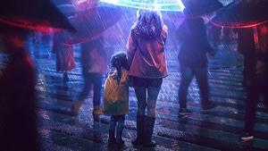 Mother, Daughter, Umbrella, Artist, Artwork, Digital Art, 4K wallpaper
