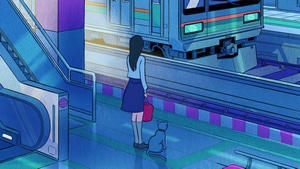 Anime Girl, Anime, Train Station, Train, Artist, Artwork, Digital Art, 4K wallpaper