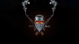 Skull, Guns, Artist, Artwork, Digital Art, Dark, Black, 4K wallpaper