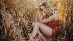 Blonde, Field, Girls, Model, 4K wallpaper