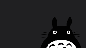 Totoro, Minimalist, Dark background, Black and White, My Neighbor Totoro, Studio Ghibli, Tonari no Totoro, 4K wallpaper