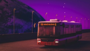 Bus, Outrun, Synthwave, Retrowave, Artist, Artwork, Digital Art, 4K wallpaper