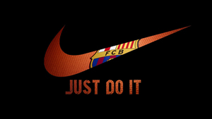 FCB, Just Do It, Black background, Nike, AMOLED, FC Barcelona, Logo, 4K wallpaper