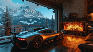 Mercedes-AMG ONE, Cozy, Fireplace, Winter, Aesthetic interior, 4K wallpaper