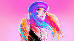 Beautiful girl, Colorful art, Girly backgrounds, AI art, Pink background, 4K wallpaper