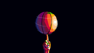 Basketball, Pop Art, Black background, AMOLED, 4K wallpaper