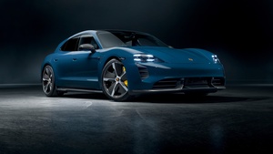 Porsche Taycan Turbo S Sport Turismo, Dark background, 4K wallpaper