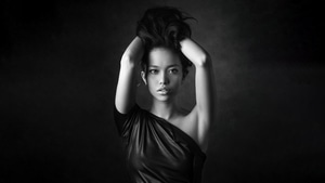Girls, Model, Black Dress, Monochrome, Black And White, 4K wallpaper