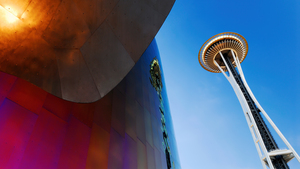Space Needle, Windows 7, Modern architecture, Seattle, Washington, Stock, 4K wallpaper