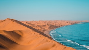 Desert, Sea, Sand, Nature, 4K wallpaper
