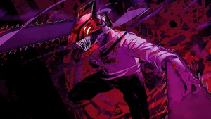 Denji, Artwork, Chainsaw Man, Purple, 4K wallpaper
