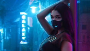 Girls, Mask, Neon, Photography, 4K wallpaper