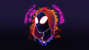 Miles Morales, Artwork, Neon art, Dark background, Marvel Comics, 4K wallpaper