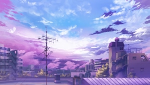 Anime, Buildings, Clouds, Artist, Artwork, Digital Art, 4K wallpaper