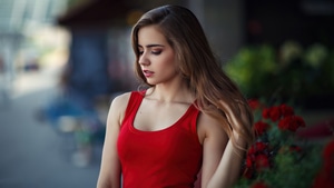 Red Dress, Girls, Model, 4K wallpaper