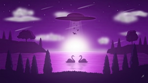Ufo, Swan, Illustration, Artist, Artwork, Digital Art, 4K wallpaper