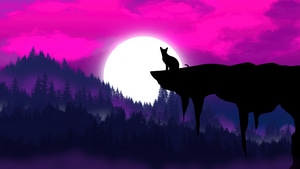 Cat, Forest, Minimalism, Minimalist, Artist, Artwork, Digital Art, Deviantart, 4K wallpaper