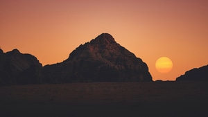Sunset, Sun, Rocks, Mountains, Nature, 4K wallpaper