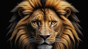 Lion, Mane, AI art, Black background, 4K wallpaper